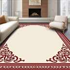 Crimson Intricate Scroll Border Design Rug