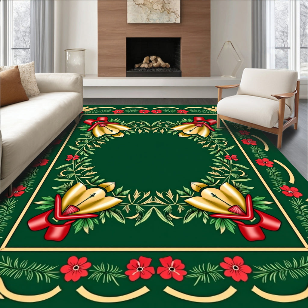 Ornate Floral Ribbon Border Design Rug