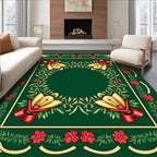 Ornate Floral Ribbon Border Design Rug