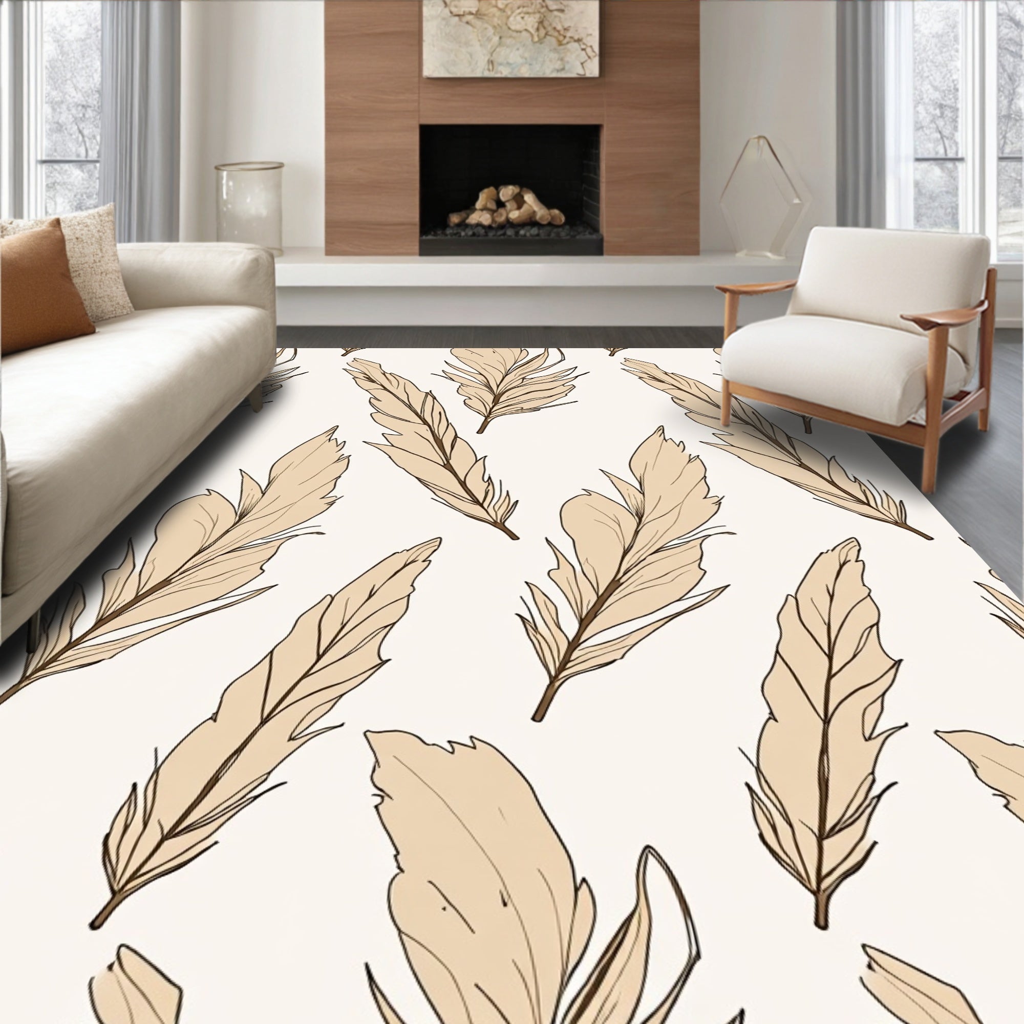 Feather Pattern Delicate Design Rug