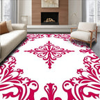 Delicate Pink Floral Scroll Pattern Rug