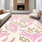 Abstract Blush and Brown Whimsical Pattern Rug