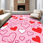 Red White Pink Hearts Pattern Rug