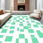 Mint Green Abstract Geometric Pattern Rug