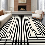 Abstract Black Geometric Lines Rug