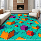 Abstract Geometric Cubes Pattern Rug