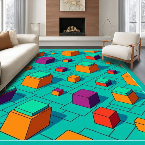 Abstract Geometric Cubes Pattern Rug