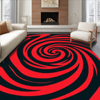 Intense Red Swirl Abstract Design Rug