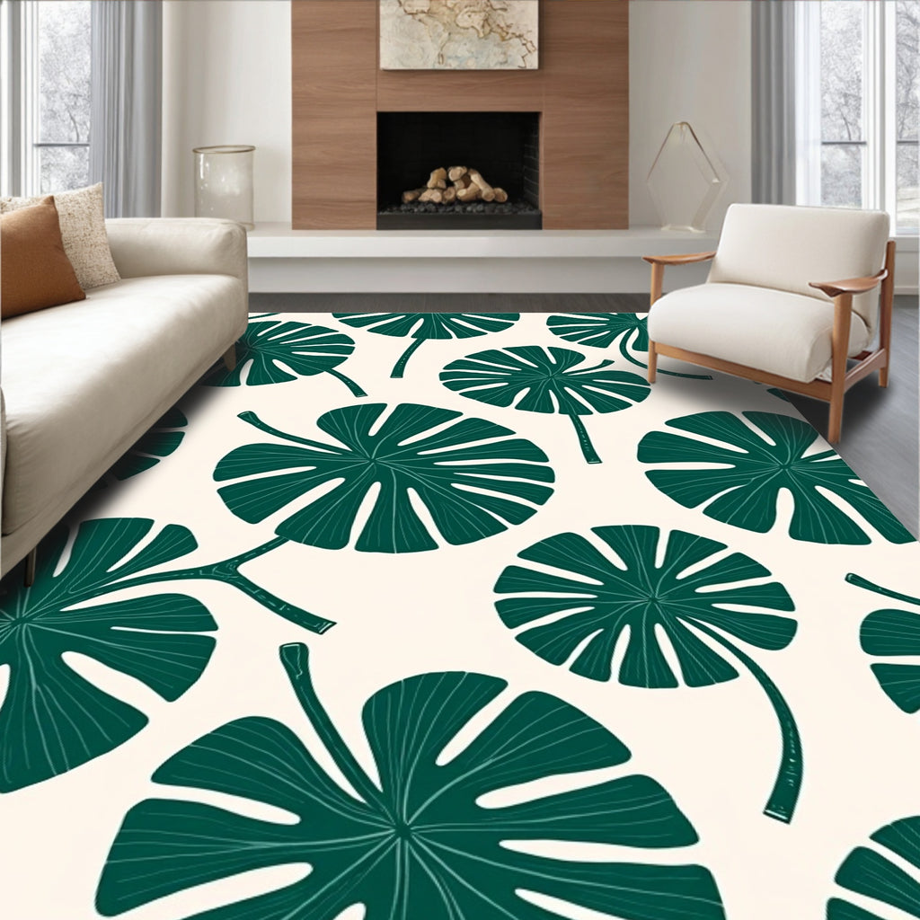Tropical Leaf Pattern Rug