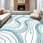 Abstract Blue Contour Organic Pattern Rug