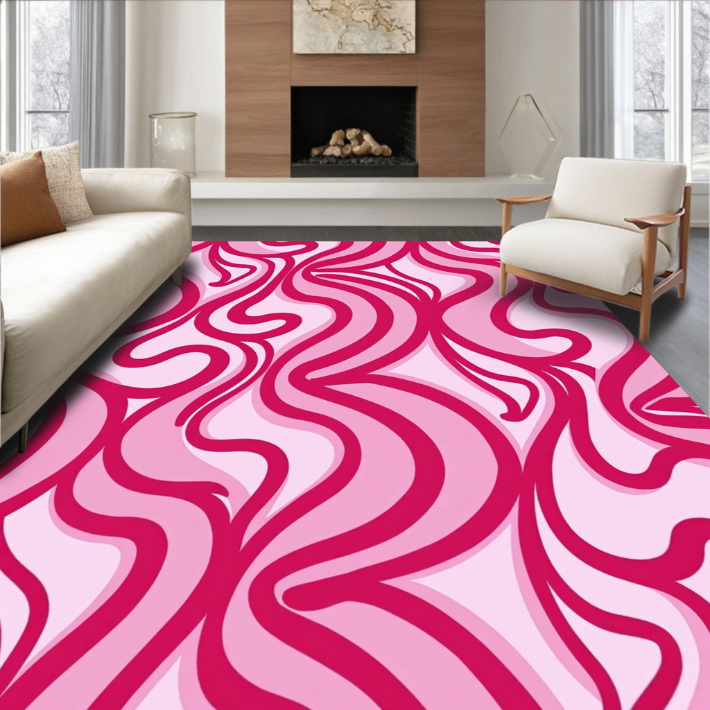 Vibrant Pink Swirl Abstract Design Rug