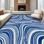 Navy Blue Wavy Swirl Rug
