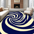 Deep Blue Cream Swirl Vortex Rug