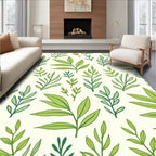 Fresh Green Leaf Pattern Rug