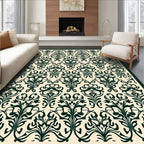 Dark Green Vintage Floral Pattern Rug