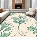 Elegant Botanical Swirl Leaf Pattern Rug