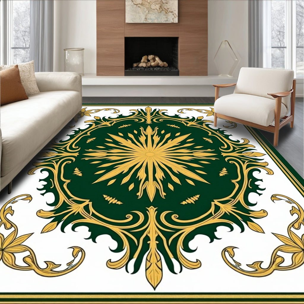 Emerald Gold Majestic Floral Border Rug