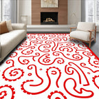 Crimson Tentacle Swirl Abstract Rug