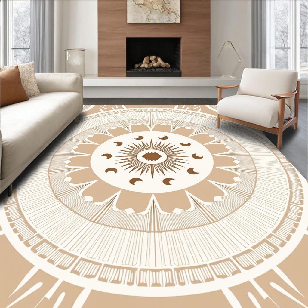 Sun Moon Celestial Mandala Pattern Rug