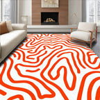 Bold Orange Wavy Labyrinth Design Rug