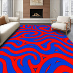 Bold Blue Red Swirl Pattern Rug