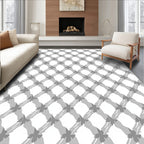 Gray Abstract Geometric Lattice Design Rug