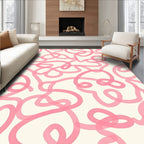 Playful Pink Swirls Abstract Design Rug