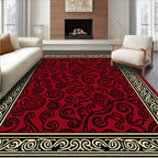 Rich Red and Gold Scrollwork Design Rug
