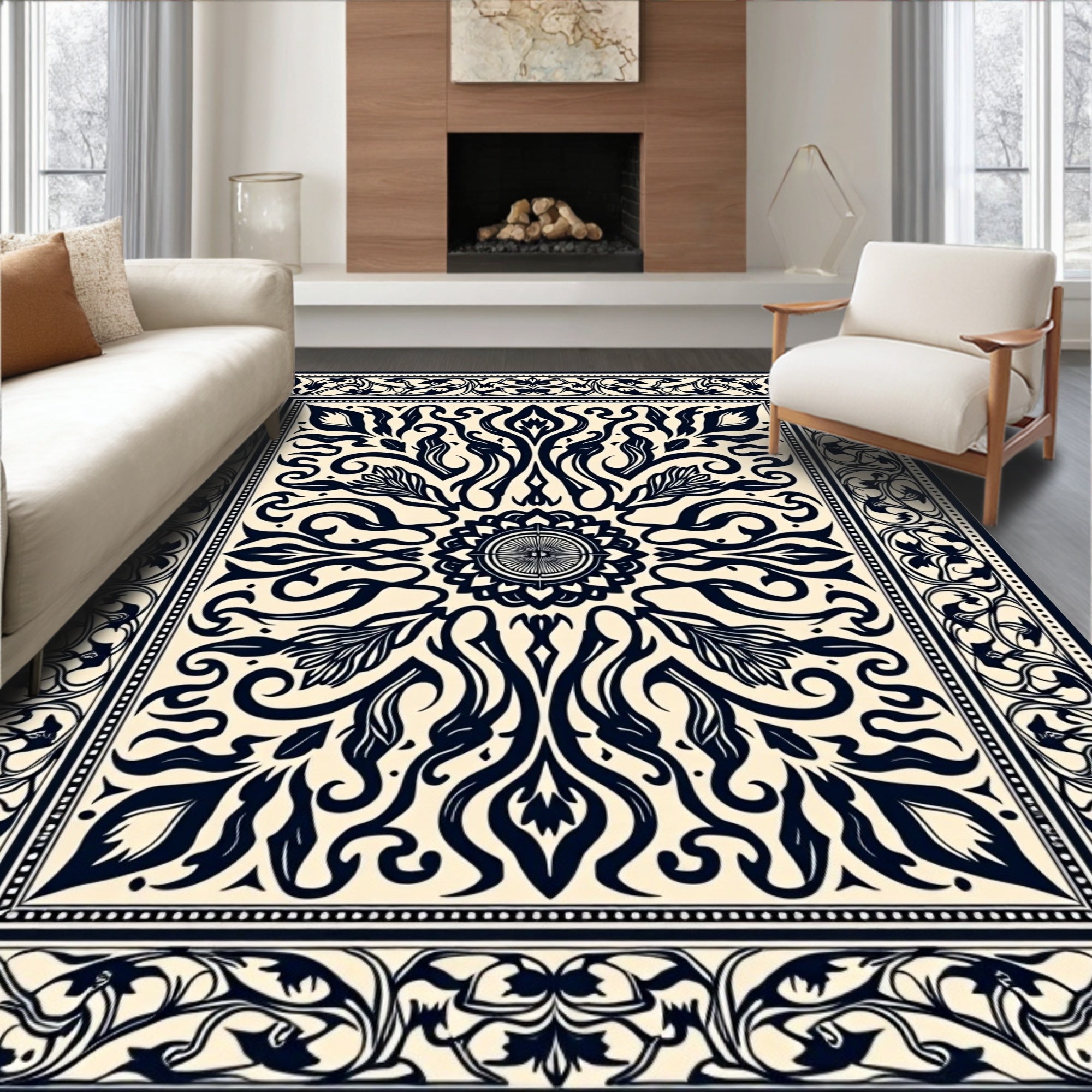 Ornate Floral Medallion Pattern Runner Rug