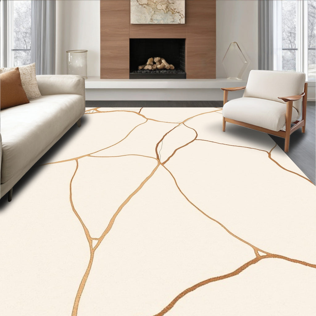 Modern Organic Gold Vein Rug