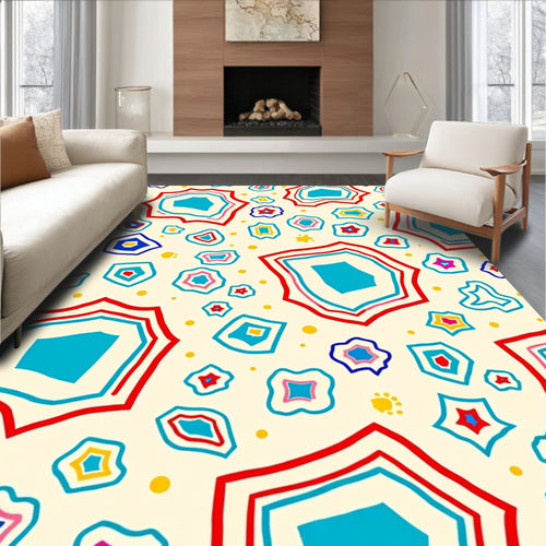 Abstract Geometric Multi-Color Pattern Rug