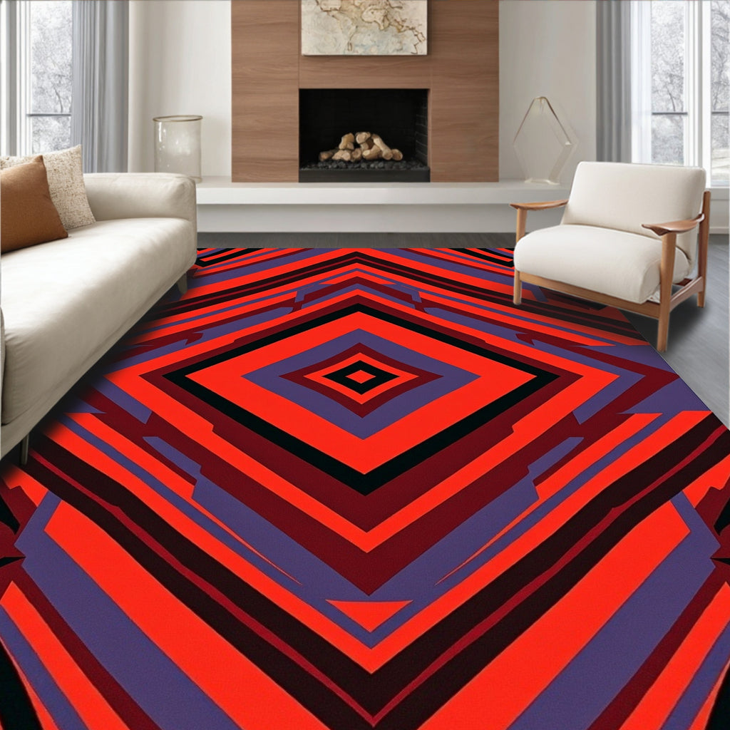 Bold Geometric Diamond Pattern Rug