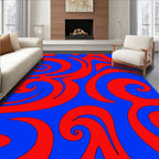 Bold Red Blue Swirl Pattern Rug