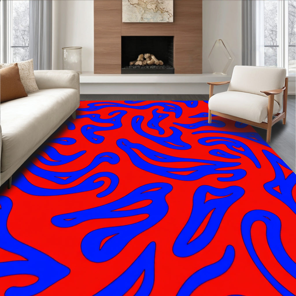 Bold Abstract Swirl Pattern Rug