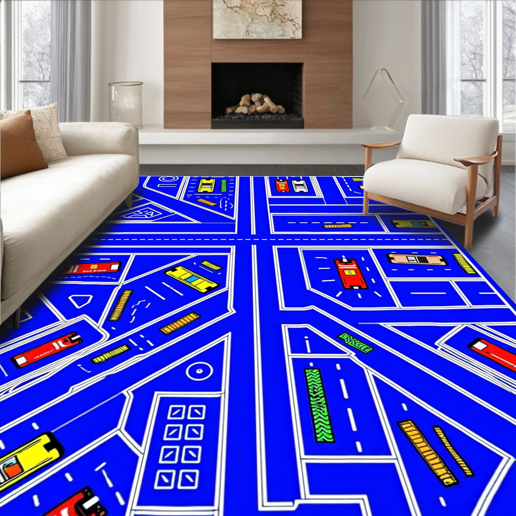Urban Blue Hot Wheels Traffic Rug