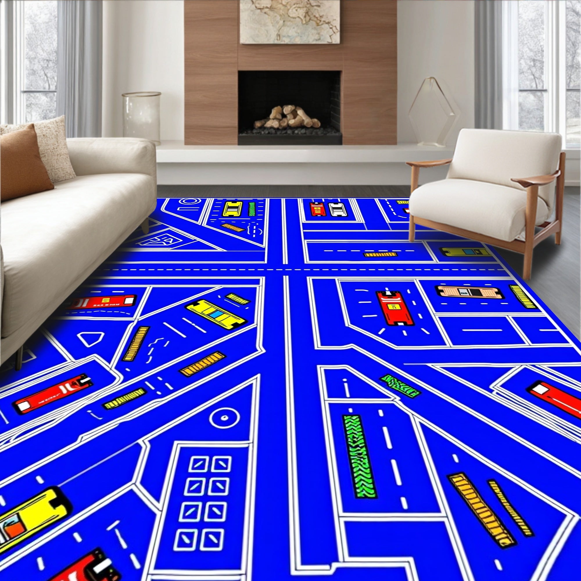 Urban Blue Hot Wheels Traffic Rug