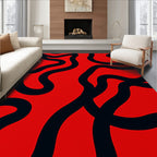 Bold Red Black Abstract Rug