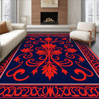 Bold Red Floral Classic Design Rug
