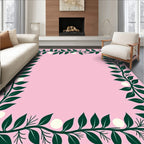 Dark Green Leafy Vine Pearl Border Rug