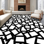 Abstract Geo Pattern Black White Rug