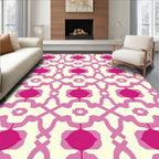 Bold Geometric Pink Mandala Pattern Rug