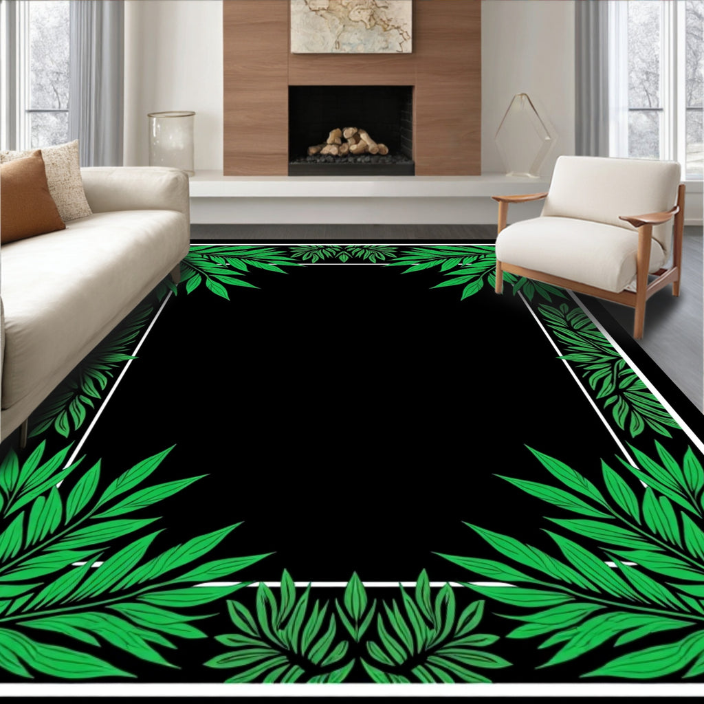 Tropical Greenery Leaf Pattern Rug