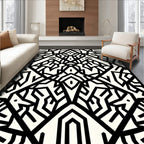 Bold Black Geometric Abstract Rug