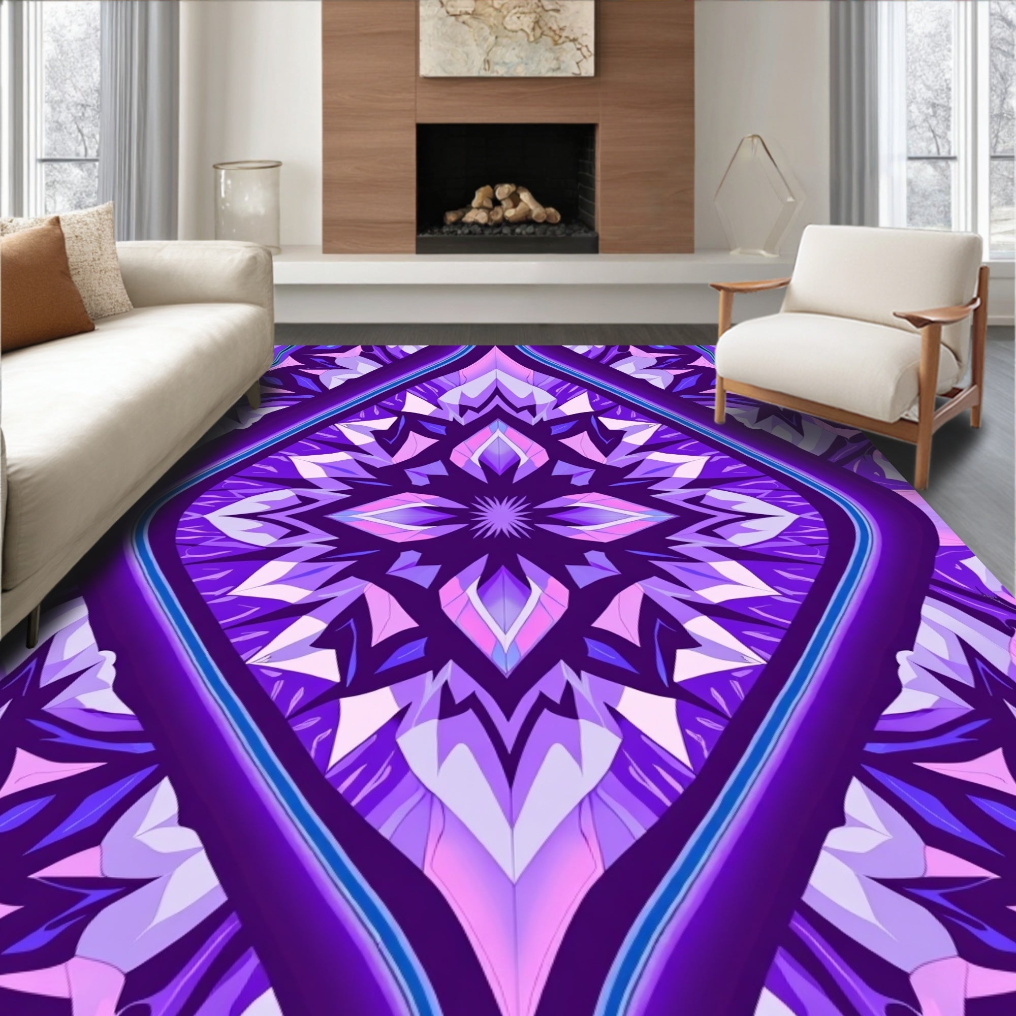 Vibrant Purple Diamond Fractal Rug