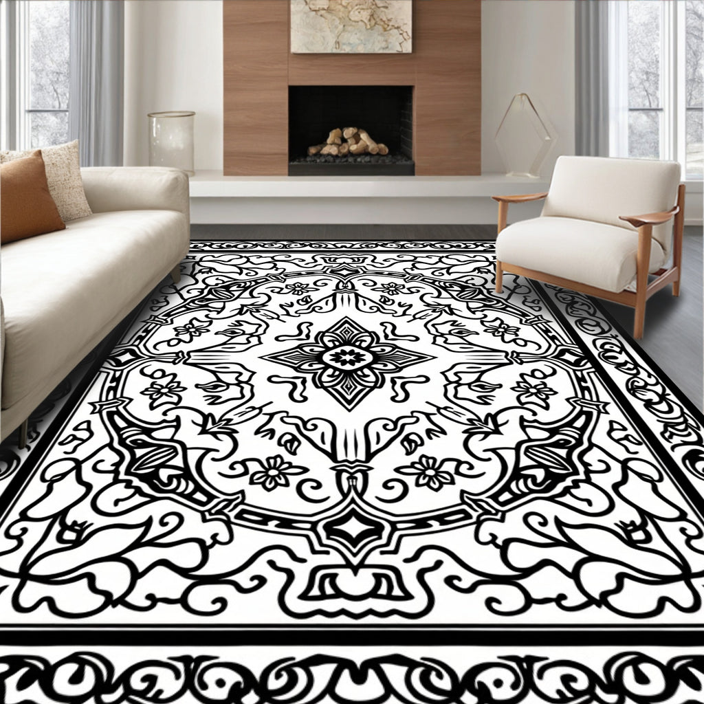 Intricate Floral Mandala Patterned Design Rug