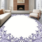Ornate Violet Floral Scrollwork Pattern Rug