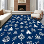 White Pine Forest Dark Blue Background Rug