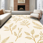 Golden Leaf Branch Pattern Design Rug