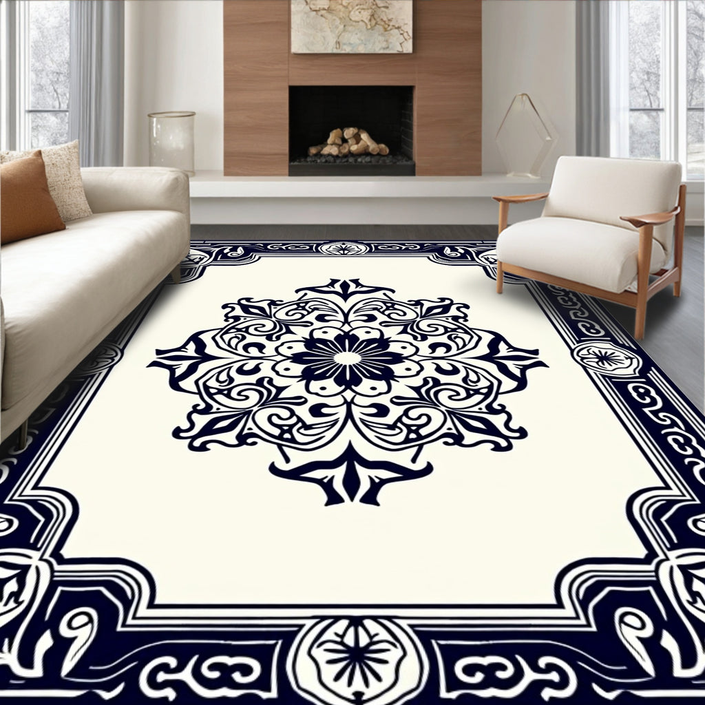 Classic Floral Medallion Border Design Rug