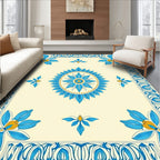 Blue Floral Art Nouveau Style Rug